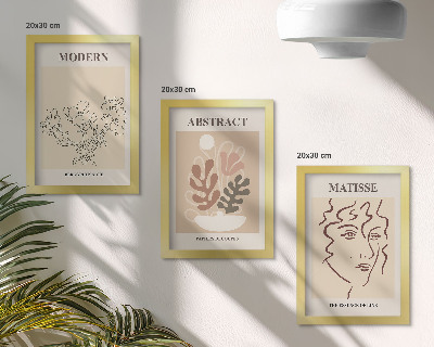 Set 3 slike u okviru Biljni motivi i linije u modernom stilu