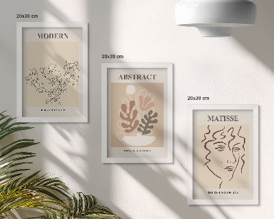 Set 3 slike u okviru Biljni motivi i linije u modernom stilu