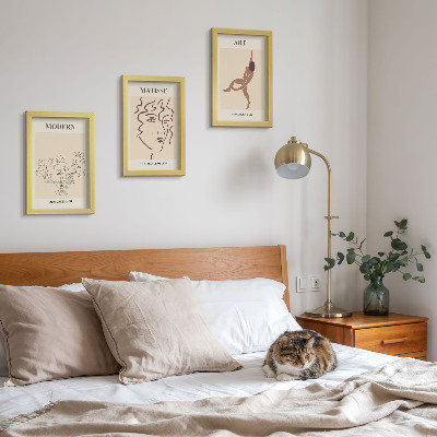 Set 3 slike u okviru Elegantna grafika s cvijećem, licima i ljudskim figurama
