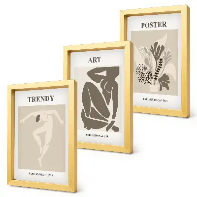 Ljudske figure s biljkama, Henri Matisse set od 3 slike u okviru