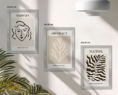 Komplet slika u okviru ilustracije lica i lišća u stilu Henrija Matissea