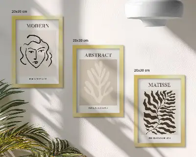 Komplet slika u okviru ilustracije lica i lišća u stilu Henrija Matissea