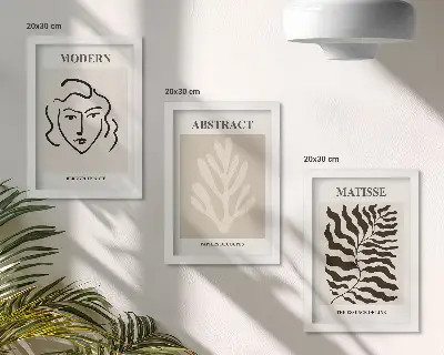 Komplet slika u okviru ilustracije lica i lišća u stilu Henrija Matissea