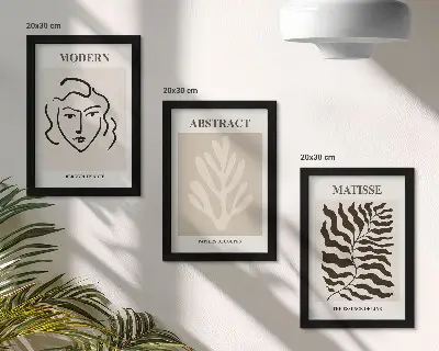 Komplet slika u okviru ilustracije lica i lišća u stilu Henrija Matissea