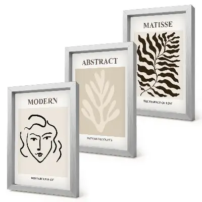 Komplet slika u okviru ilustracije lica i lišća u stilu Henrija Matissea