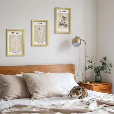 Komplet slika u okviru biljni uzorci u nijansama bež i smeđe boje