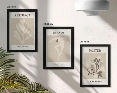 Komplet slika u okviru biljni uzorci u nijansama bež i smeđe boje