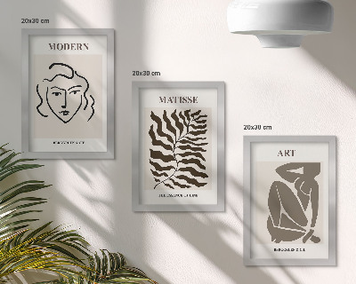 Zidna galerija slika Elegantna grafika s linijama i figurama u neutralnim bojama