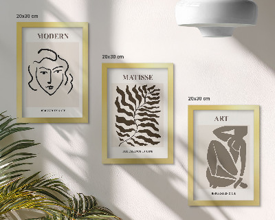 Zidna galerija slika Elegantna grafika s linijama i figurama u neutralnim bojama