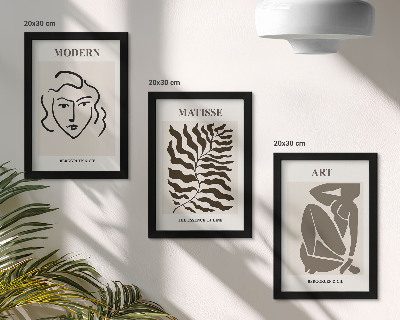 Zidna galerija slika Elegantna grafika s linijama i figurama u neutralnim bojama
