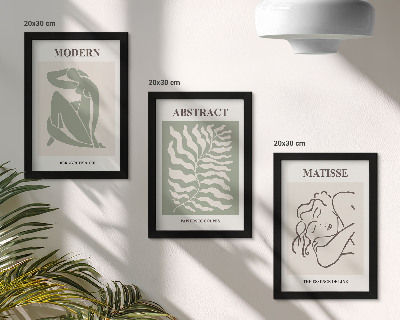 Zidna galerija slika Elegantne slike u nijansama zelene s figurama i lišćem