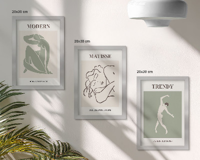 Set 3 slike u okviru Elegantni likovi u minimalističkim oblicima i bojama