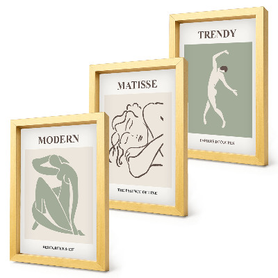 Set 3 slike u okviru Elegantni likovi u minimalističkim oblicima i bojama
