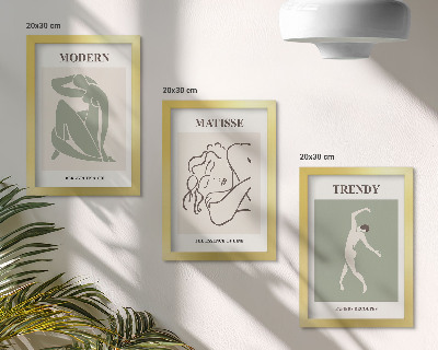 Set 3 slike u okviru Elegantni likovi u minimalističkim oblicima i bojama