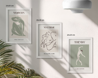 Set 3 slike u okviru Elegantni likovi u minimalističkim oblicima i bojama