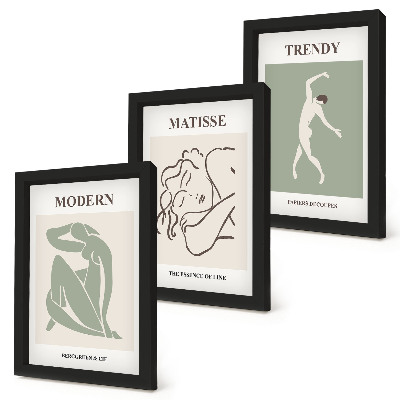 Set 3 slike u okviru Elegantni likovi u minimalističkim oblicima i bojama