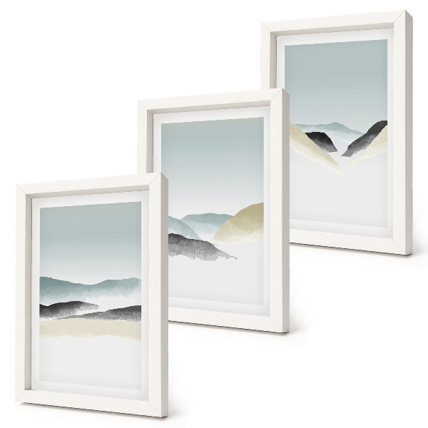 Set 3 slike u okviru Minimalističke planine u nježnim pastelnim tonovima