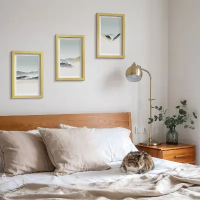 Set od 3 slike u okviru minimalistički motivi planina u nježnim pastelnim tonovima