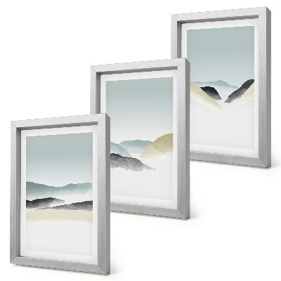 Set 3 slike u okviru Minimalističke planine u nježnim pastelnim tonovima