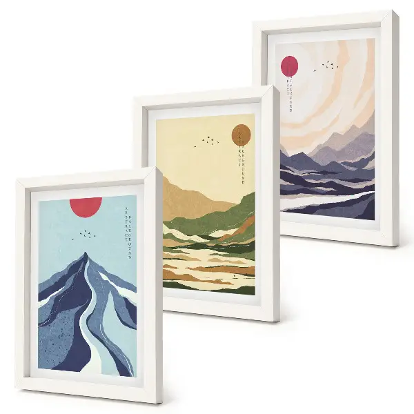 Komplet slika u okviru planine u pastelnim bojama u japanskom stilu