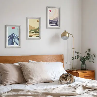 Komplet slika u okviru planine u pastelnim bojama u japanskom stilu