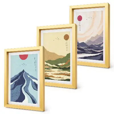 Komplet slika u okviru planine u pastelnim bojama u japanskom stilu