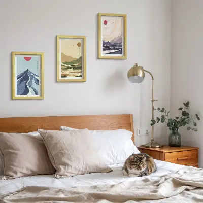 Komplet slika u okviru planine u pastelnim bojama u japanskom stilu