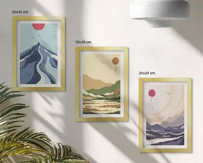 Komplet slika u okviru planine u pastelnim bojama u japanskom stilu