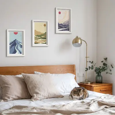 Komplet slika u okviru planine u pastelnim bojama u japanskom stilu
