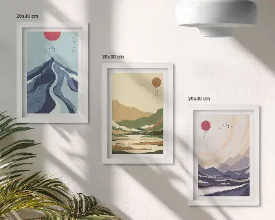 Komplet slika u okviru planine u pastelnim bojama u japanskom stilu