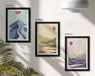 Komplet slika u okviru Planine u pastelnim bojama, japanski stil