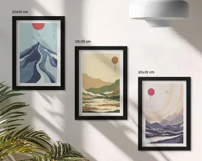 Komplet slika u okviru planine u pastelnim bojama u japanskom stilu