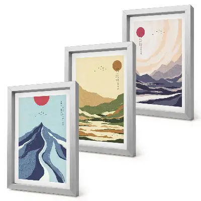 Komplet slika u okviru planine u pastelnim bojama u japanskom stilu