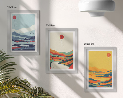Zidna galerija slika Šareni apstraktni planinski i riječni krajolici