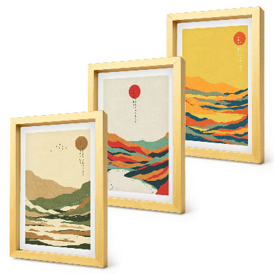 Komplet slika u okviru Šareni uzorci planina i rijeka u japanskom stilu