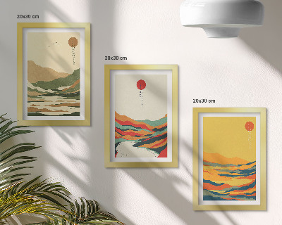 Komplet slika u okviru Šareni uzorci planina i rijeka u japanskom stilu