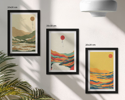 Komplet slika u okviru Šareni uzorci planina i rijeka u japanskom stilu