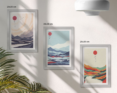Zidna galerija slika Japanski apstraktni planinski pejzaži