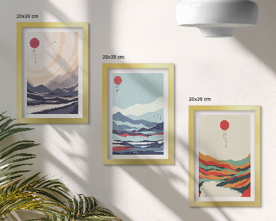 Zidna galerija slika Japanski apstraktni planinski pejzaži