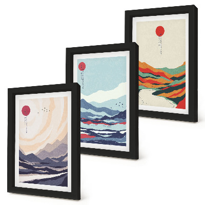 Zidna galerija slika Japanski apstraktni planinski pejzaži