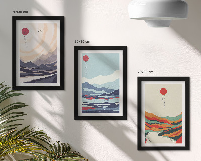 Zidna galerija slika Japanski apstraktni planinski pejzaži