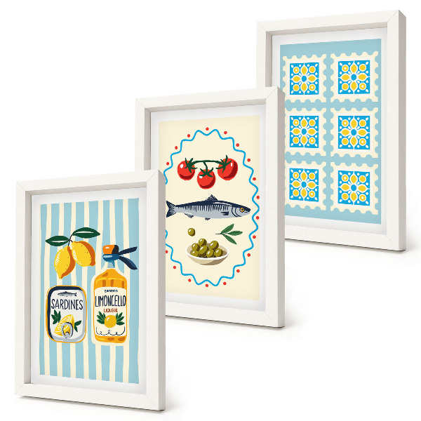 Komplet slika u okviru Ilustracije kuhinje u mediteranskom stilu