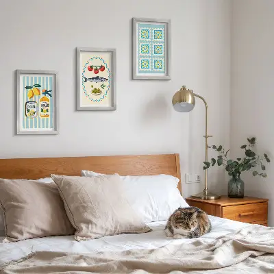 Komplet ilustracija kuhinje u mediteranskom stilu u okviru