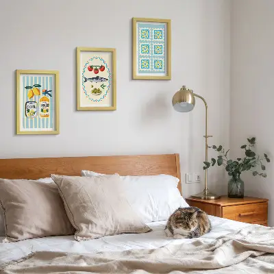 Komplet ilustracija kuhinje u mediteranskom stilu u okviru