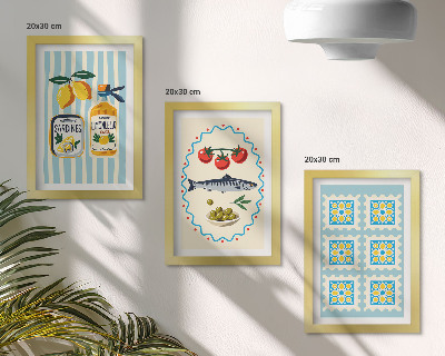 Komplet slika u okviru Ilustracije kuhinje u mediteranskom stilu