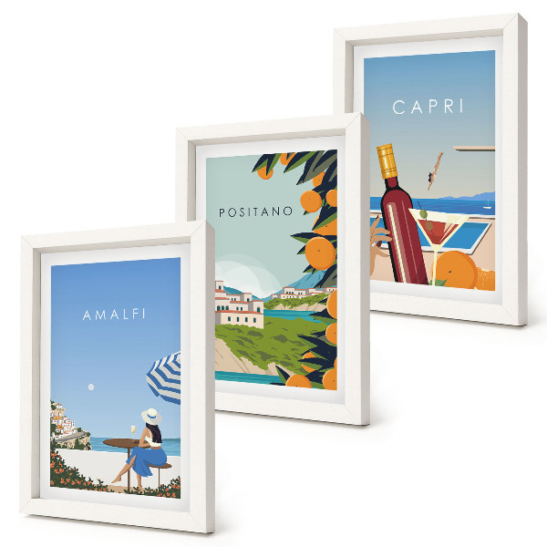Komplet slika u okviru Pogled na Amalfi, Positano i Capri s odmora