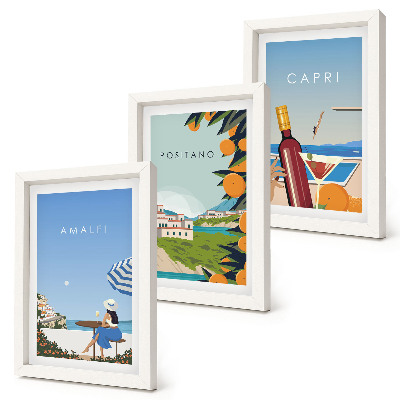 Komplet slika u okviru Pogled na Amalfi, Positano i Capri s odmora