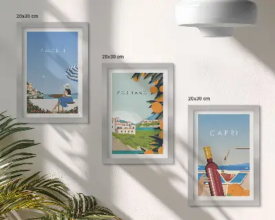 Komplet slika u okviru pogled na Amalfi, Positano i Capri