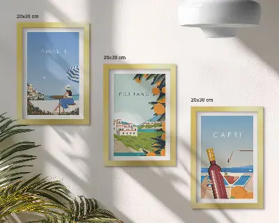 Komplet slika u okviru pogled na Amalfi, Positano i Capri