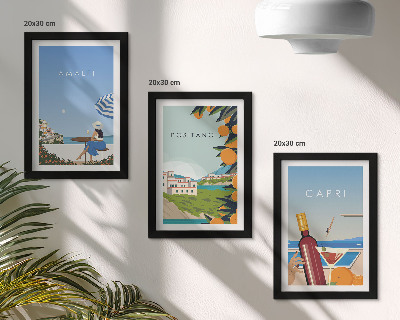 Komplet slika u okviru Pogled na Amalfi, Positano i Capri s odmora